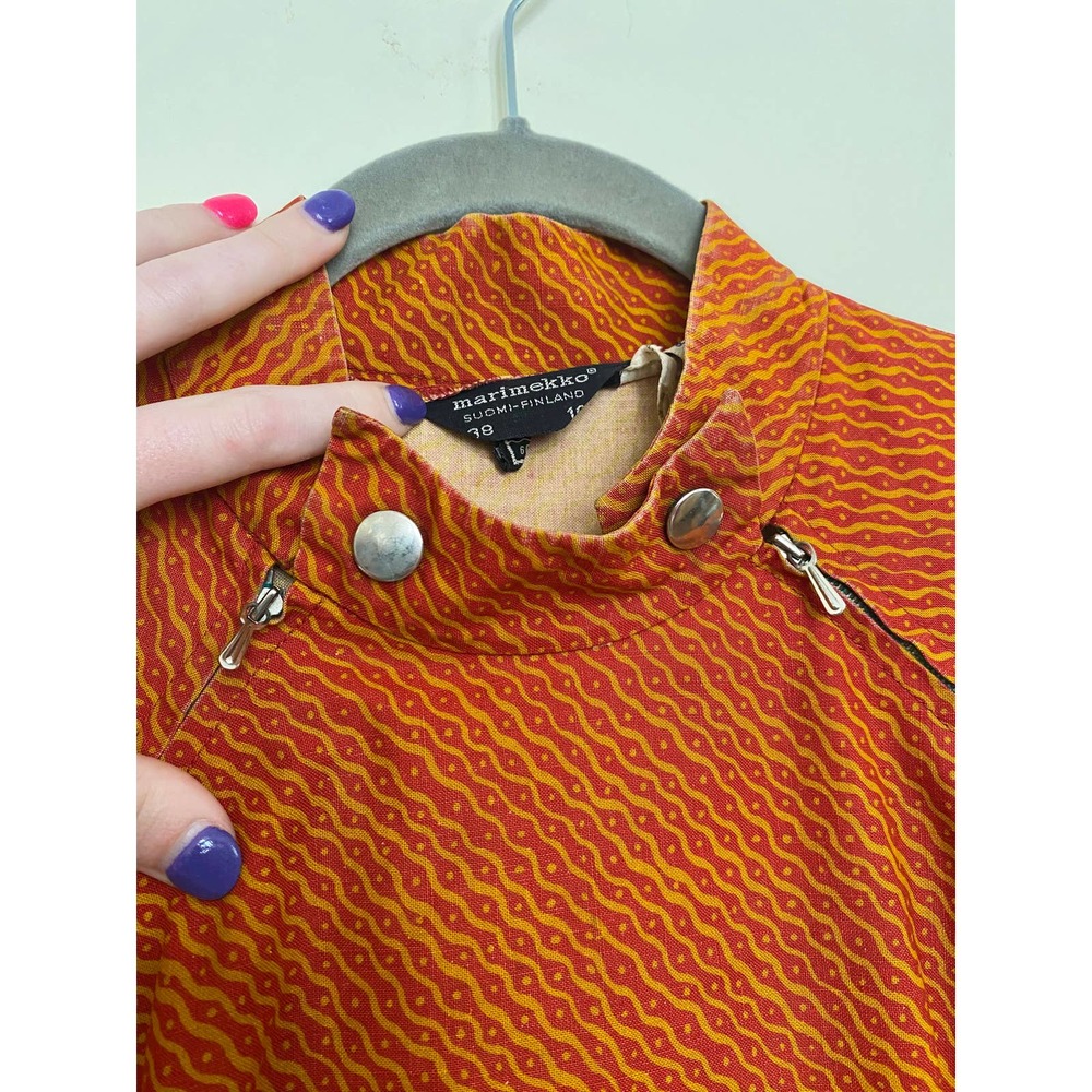 SOLD 1968 Orange Squiggle Marimekko Zipper Mini - Picture 9 of 11